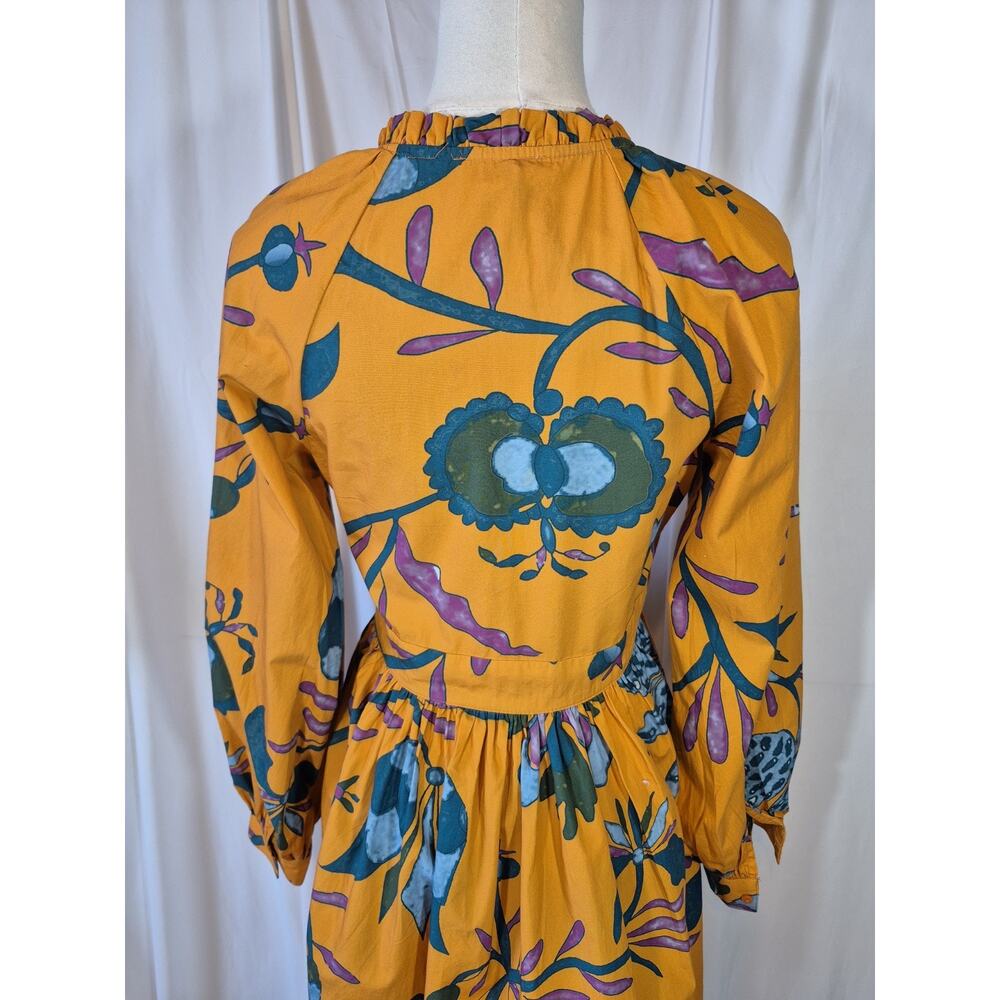 Anthropologie Let Me Be Cotton Orange Green Floral Mini Dress NWT XS - Picture 11 of 15